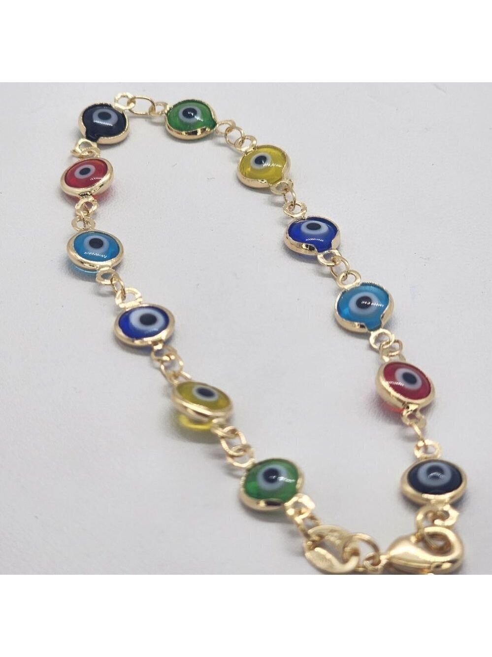 Brand New Brazilian 18k Gold Filled Multi Color Evil Eye Bracelet - Picture 3 of 5